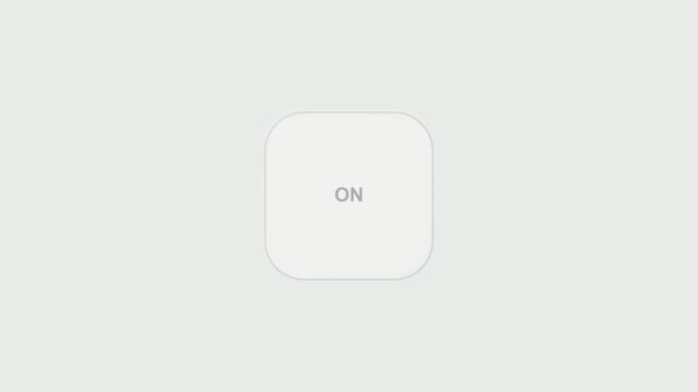 Minimalist square push button switch with off text in soft neumorphic design