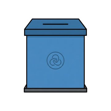 Blue ballot box for election voting, flat vector illustration of a democratic poll container.