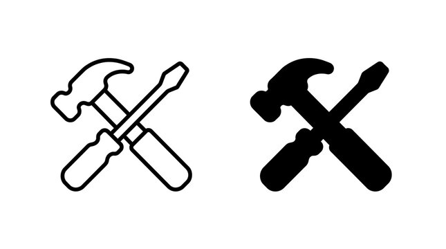 Hammer and screwdriver tools icon isolated on transparent background