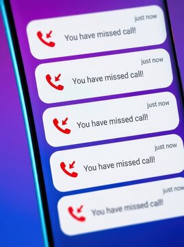 Multiple Missed Call Notifications Displayed on a Modern Smartphone Screen with Vibrant Blue Gradient Background