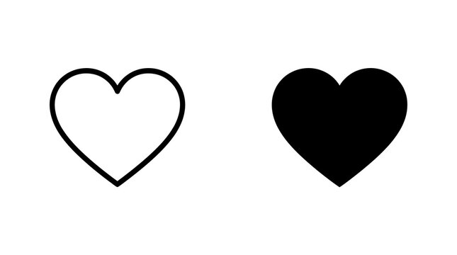 Heart icon set, love symbol isolated on transparent background