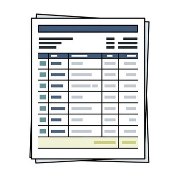 Financial bank statement document icon representing personal savings and accounting.