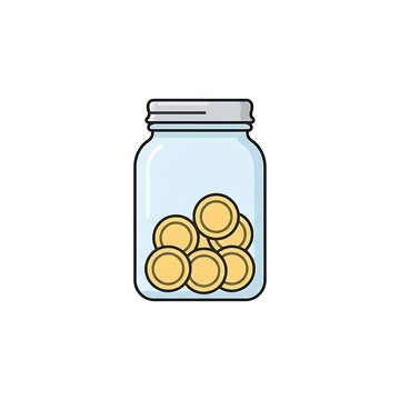 Glass jar filled with gold coins as a symbol of personal savings and finance.