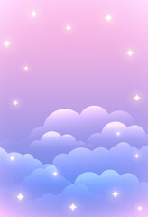 Fototapeta premium dreamy theme cute cloudy sky backdrop with shiny stars