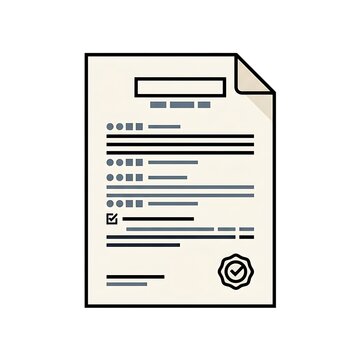 Vector illustration of a signed loan agreement document with a checkmark seal