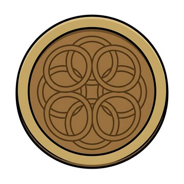 Gold membership badge icon with an abstract circular geometric pattern design