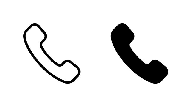 Telephone handset icon set isolated on transparent background