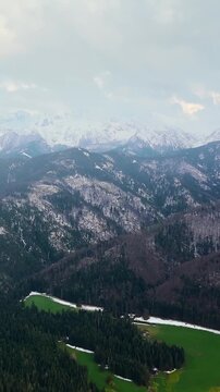 Beautiful mountain landscape in spring, forest and rocks. Zakopane, Poland