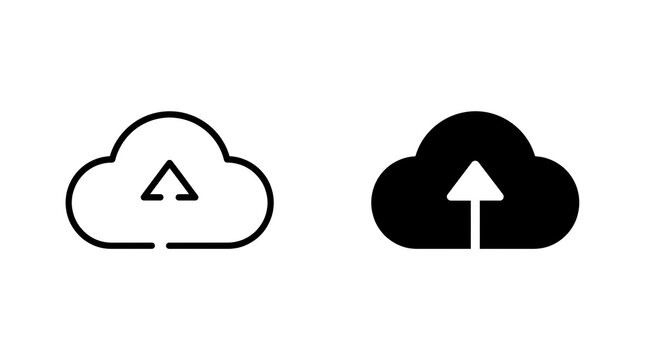 Cloud upload icon set isolated on transparent background