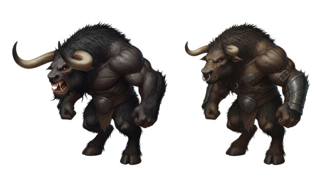 Two Fierce Minotaur Warriors in Fantasy Battle Armor