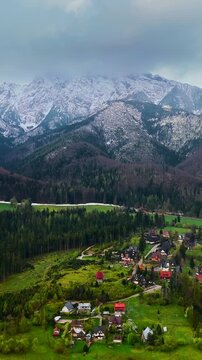 Beautiful mountain landscape in spring, forest and rocks. Zakopane, Poland