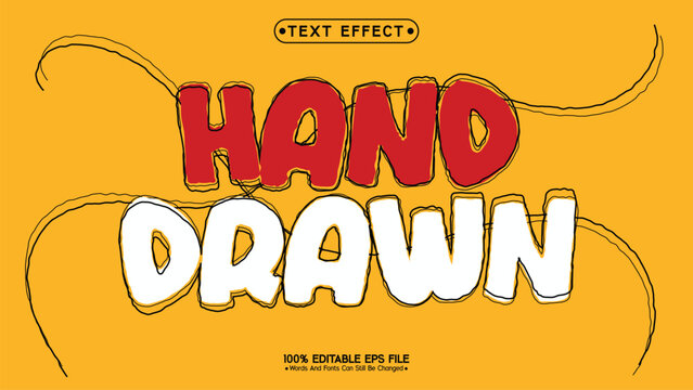 Editable hand drawn text effect vector template designed for creative lettering