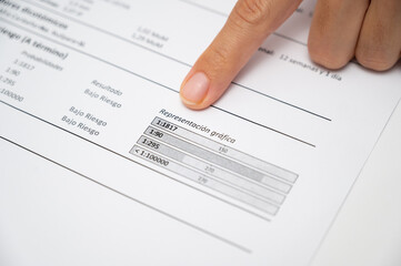 Fototapeta premium Prenatal screening results showing low risk assessment for chromosomal abnormalities during pregnancy