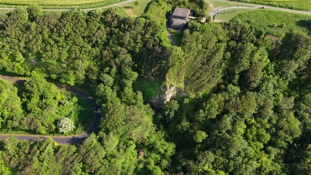 Aerial view of World War II batteries In Normandy