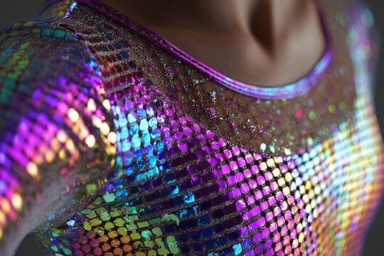 colorful leotard details with glitter and sequins