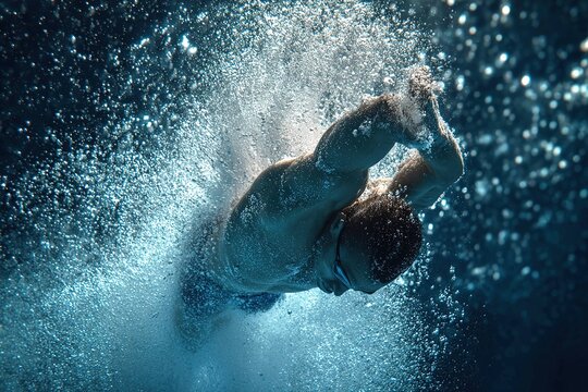 professional swimmer during backflip turn