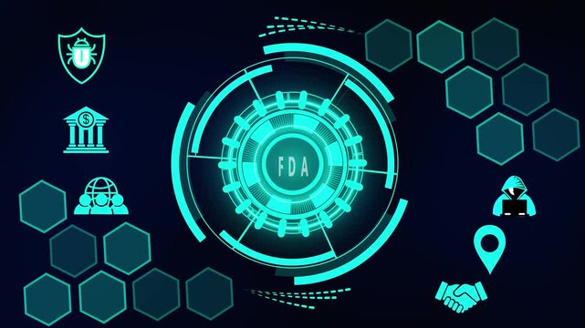 FDA Regulation Digital Healthcare Technology Animation Medical Compliance Interface with Data Visualization HUD Elements 4K animation video