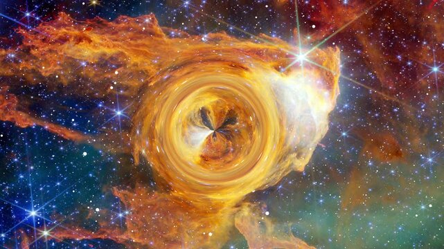Wormhole Surrounded By A Beautiful Deep Space Nebula Cloud In The Endless Universe With Millions Of Galaxies