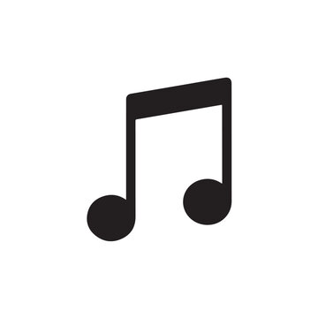 A single black eighth note musical symbol on a white background for music design elements