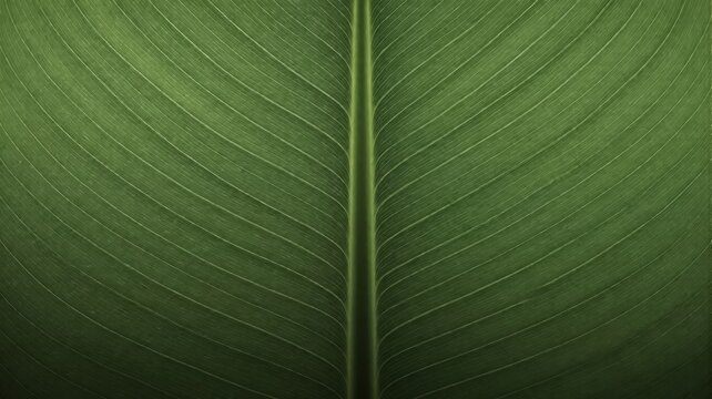 Green Leaf Texture with Central Vein Close Up
