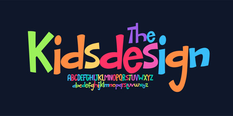 Kids design, childish alphabet, playful letters, funky cartoon font for toy logo, birthday headline, Mexican festival title, fiesta text, kindergarten typography education fun design. Vector typeset © artyway
