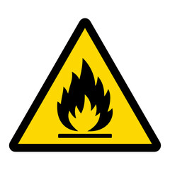 Flammable material or fire hazard flame yellow triangle warning sign vector illustration © MS Graphics