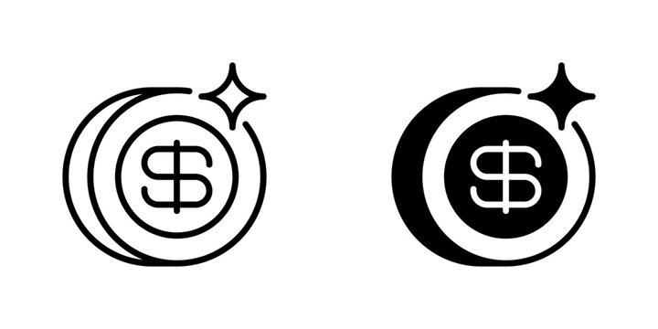 Dollar Coin Line Icon, Outline Symbol for Financial Investment, Monetary Value, Wealth Accumulation, Currency Exchange, and Business Profit. Vector Sign Icon.