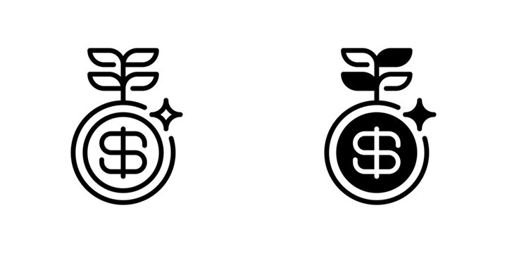 Money Tree Sprout Line Icon, Outline Symbol for Financial Growth, Wealth Cultivation, Investment Seed, Startup Funding, and Economic Prosperity. Vector Sign Icon.