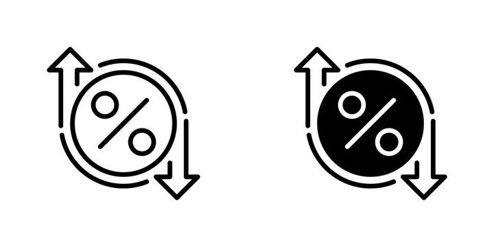 Percentage Interest Line Icon, Outline Symbol for Loan Rate, Discount Offer, Tax Calculation, Investment Yield, and Market Analytics. Vector Sign Icon.