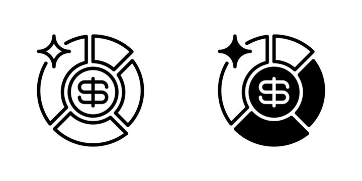 Portfolio Pie Chart Line Icon, Outline Symbol for Investment Diversification, Asset Allocation, Financial Analytics, Market Research, and Wealth Strategy. Vector Sign Icon.