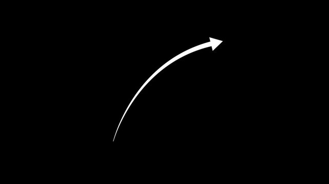 Animation of down to up white arrow icon on black background. 4k video