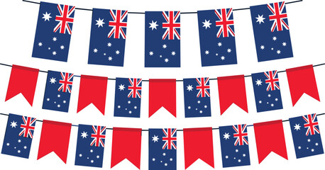 Fototapeta premium Australia national flag bunting garland vector graphic decoration element set for australia day celebration