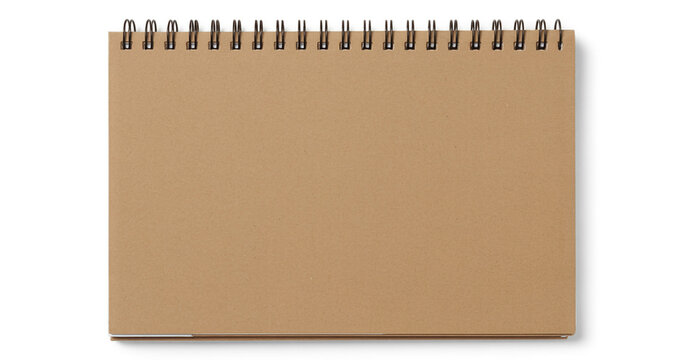 Empty craft paper notepad on a clean white background, ideal for business notes and design mockups