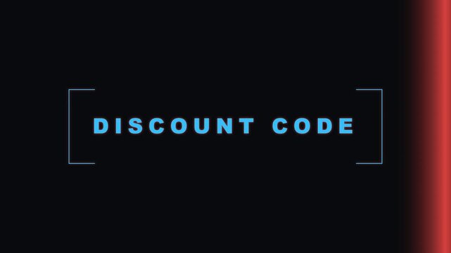 Modern digital sign with discount code text and red light