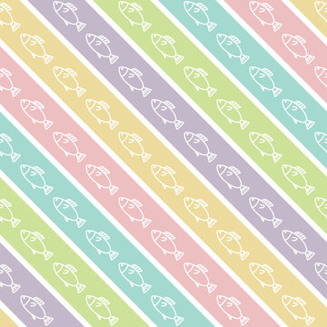 Seamless vector pattern with fish and stripes