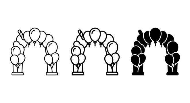 Balloon Arch Vector Icons, Celebration Entrance Design Elements, Party Decoration Graphics