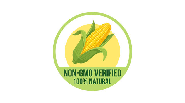 Bright Yellow Corn Cob Non GMO Verified Sticker