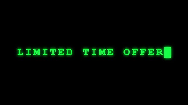 The word limited written in a vibrant neon green glowing typeface