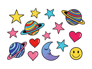 Naklejka premium set of colorful heart shaped stars