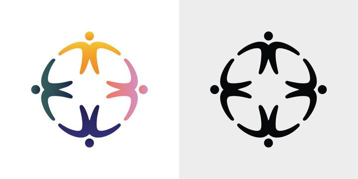 Colorful People Community Unity and Teamwork Logo Icon