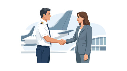 Obraz premium Airline Pilot and CEO Handshake Agreement