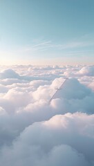 Fototapeta premium Generative AI captures a stunning view of fluffy clouds from high altitude sky