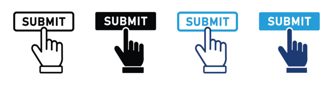 Submit button icon for confirmation, form submission, upload, send, action and user interface vector illustration isolated on transparent background