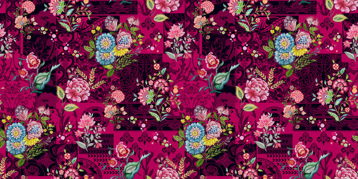Seamless All Over Pattern  Background Abstract Flowers Background