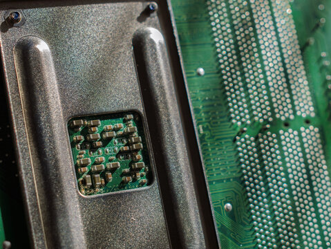 Microchip Close-Up on Printed Circuit Board