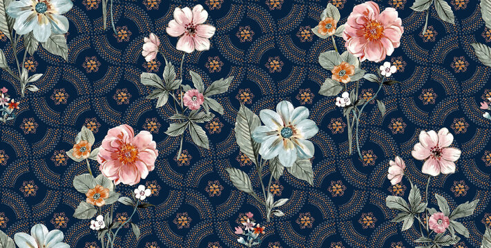 Seamless All Over Pattern  Background Abstract Flowers Background