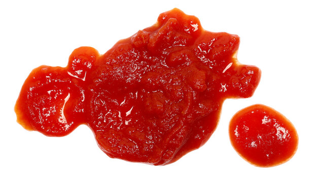 Tomato pulp isolated on white background, top view