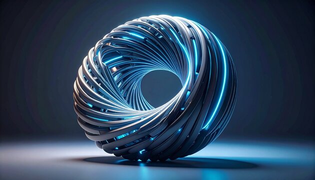 Futuristic glowing torus digital structure
