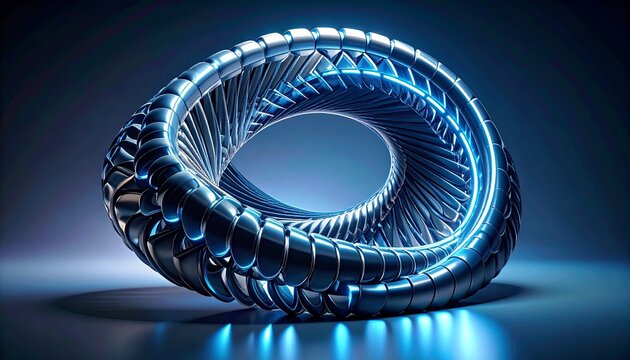 Futuristic glowing torus digital structure