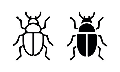 Fototapeta premium Black and white beetle vector icons side by side